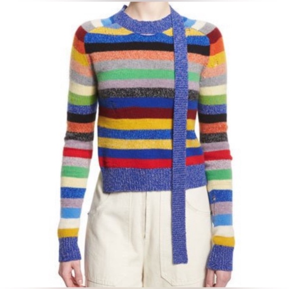 Mark Jacobs grunge colored striped rainbow, distressed sweater - Picture 4 of 13